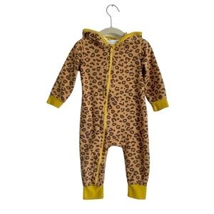 Purl Lamb Infant Cheetah Print Hoodie Romper One Piece 12-18 Mos